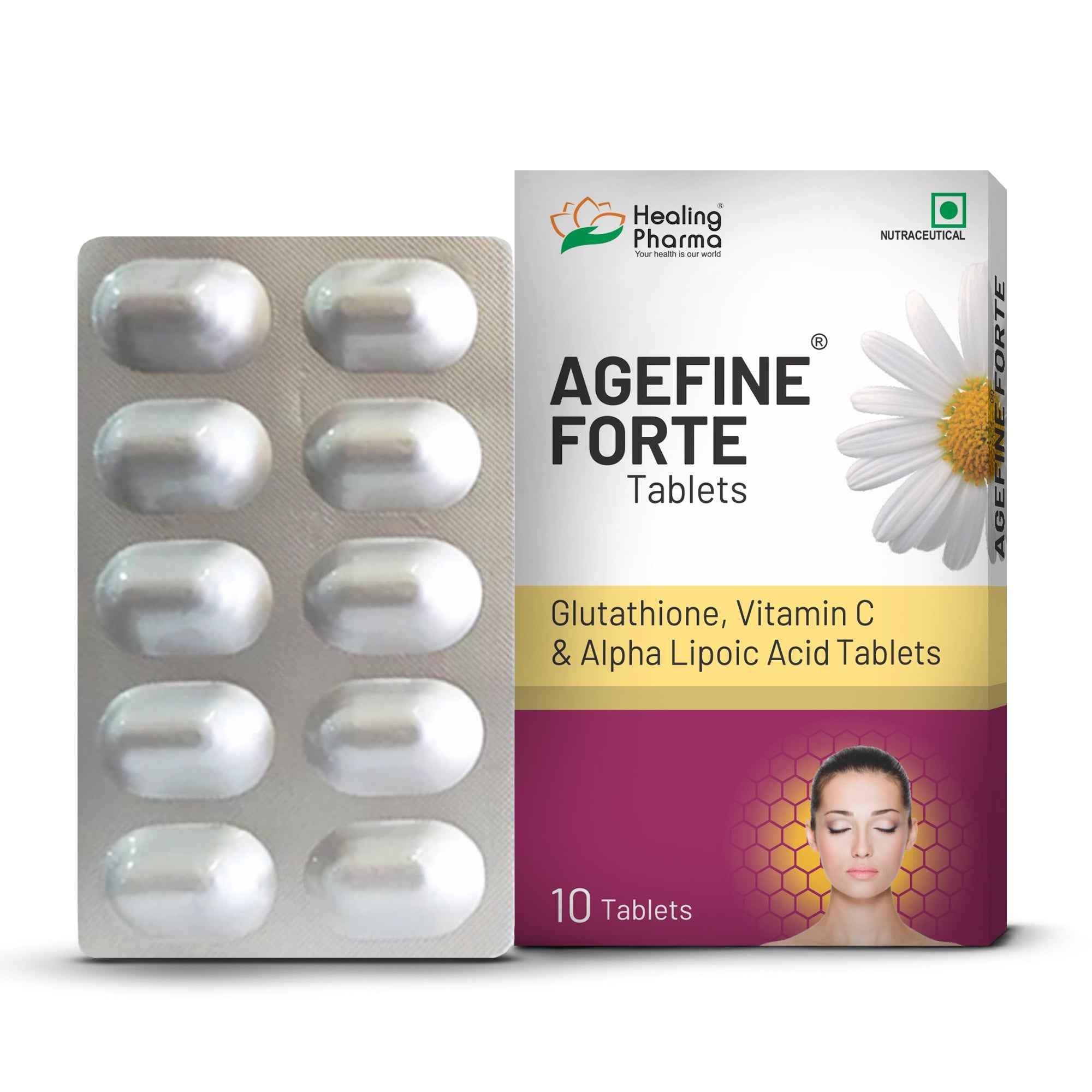 Healing Pharma Agefine Forte (Glutathione + Vitamin C + Alpha Lipoic A Healing Pharma Agefine Forte (Glutathione + Vitamin C + Alpha Lipoic A