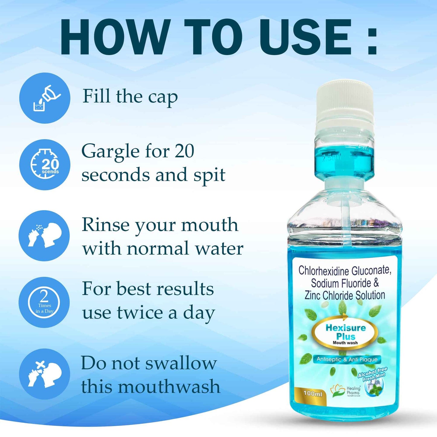 Hexisure Antibacterial & Antiseptic Mouthwash - Healing Pharma