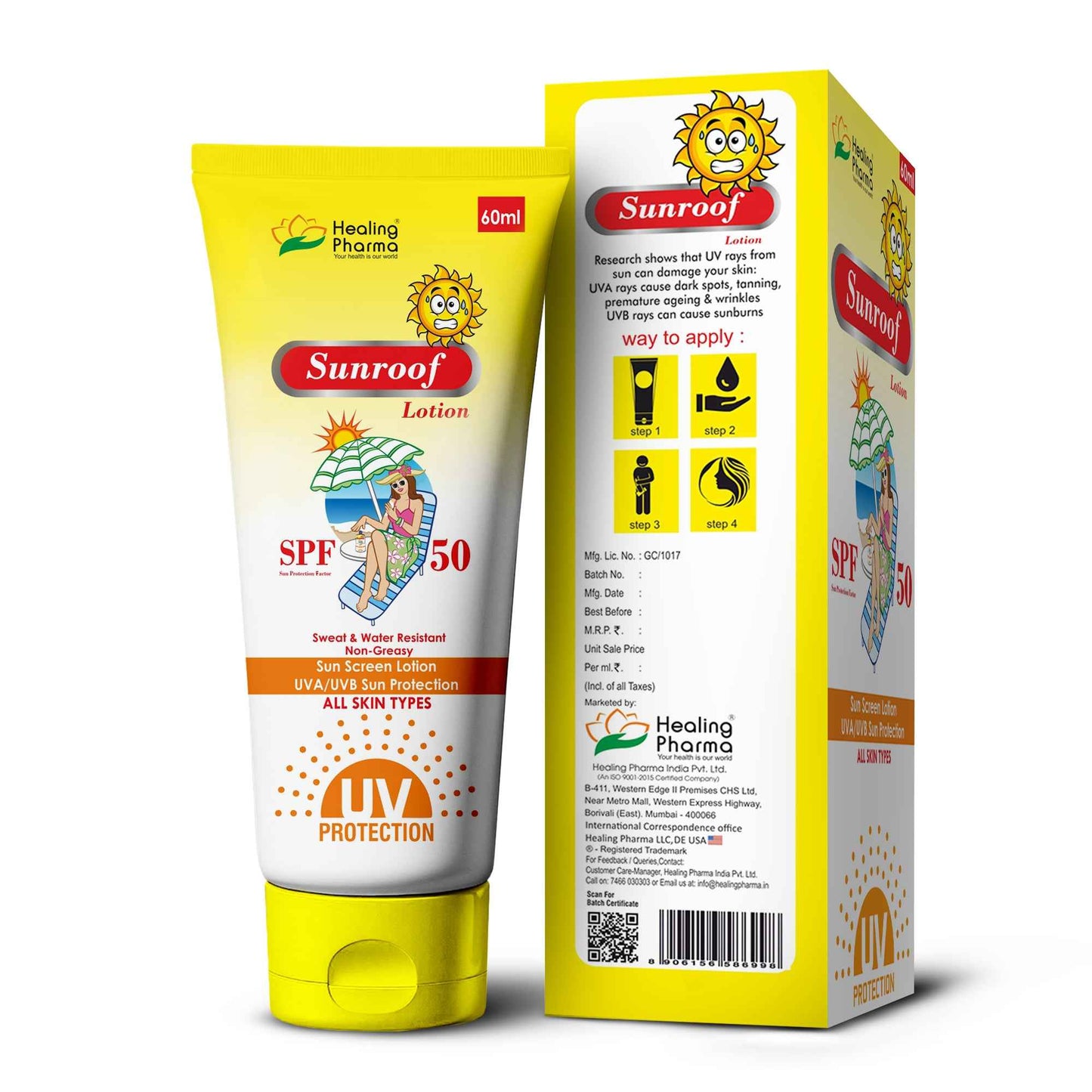 Healing Pharma – Sunroof SunScreen SPF 50+ Lotion UVA/UVB Sun Protection