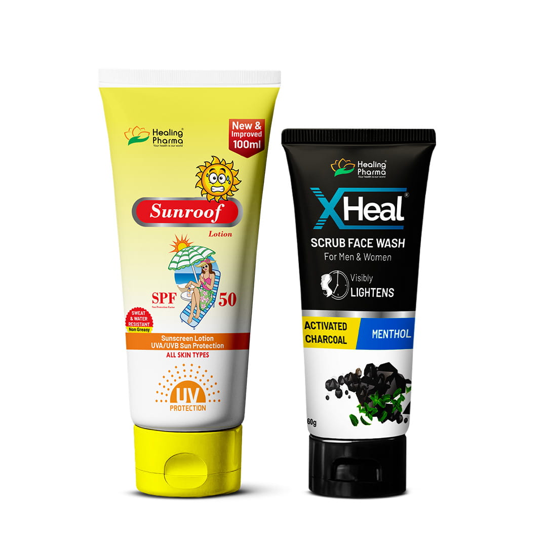 Charcoal Scrub Facewash and Sunroof SunScreen SPF 50+ Lotion