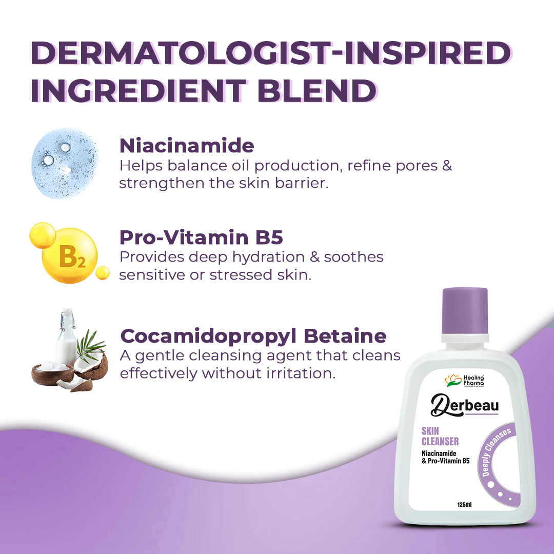 Derbeau Skin Cleanser with Niacinamide & Pro - Vitamin B5