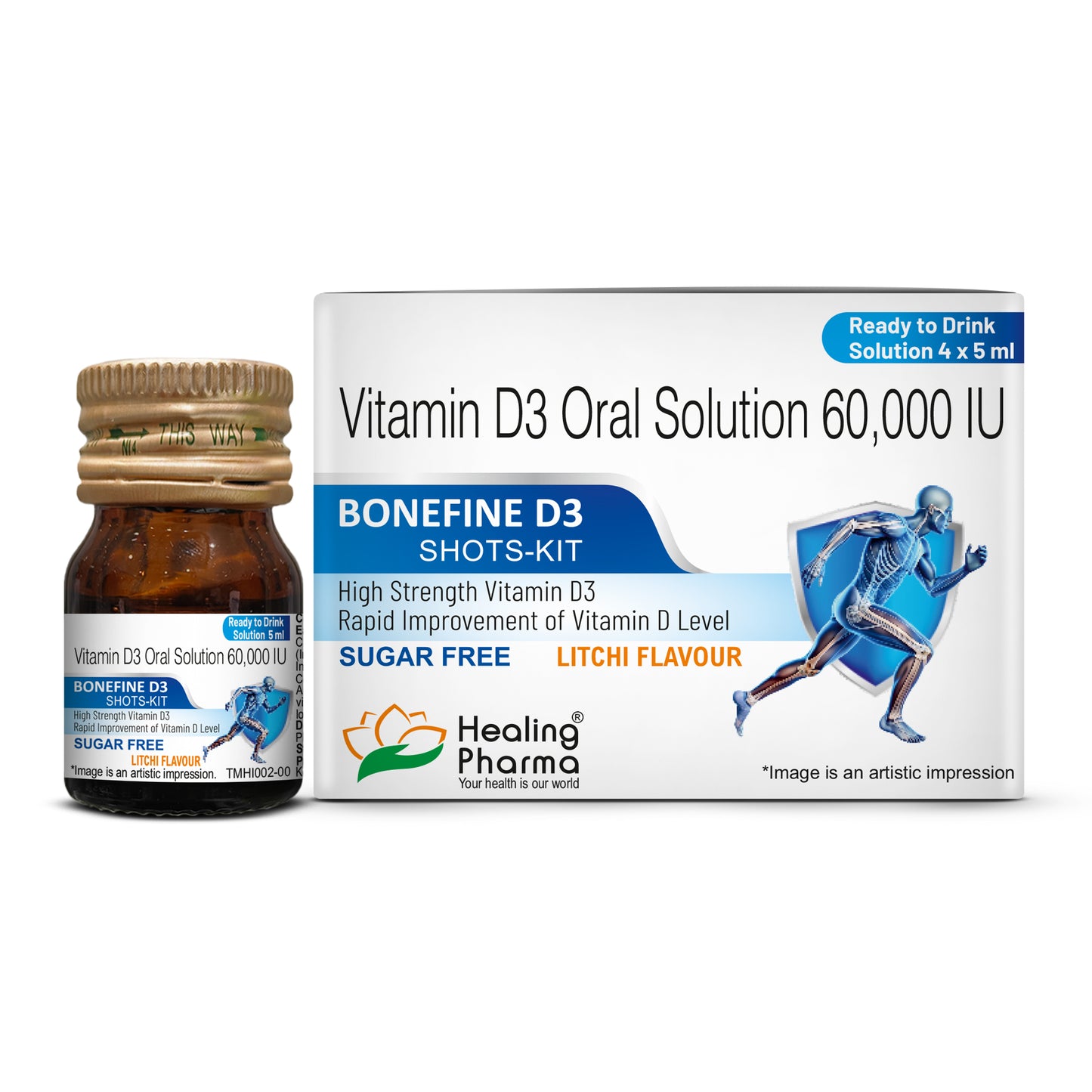 Bonefine Vitamin D3 60000 IU / 5 ml Oral Solution (4 Bottles)