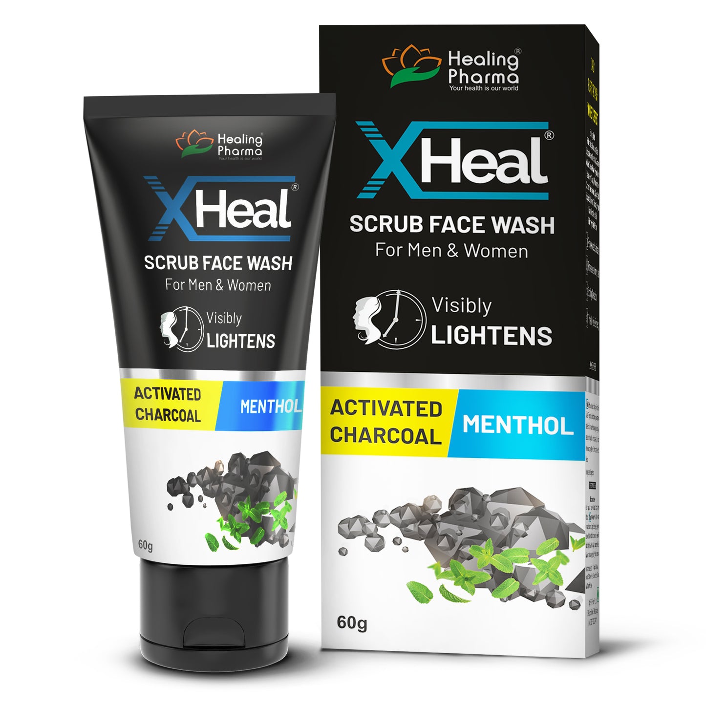 Xheal Activated Charcoal Scrub Face Wash for Men Women