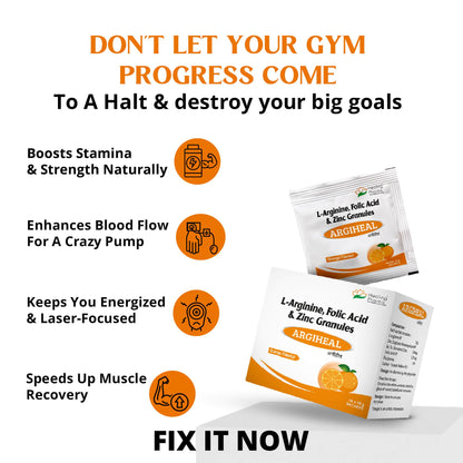 Argiheal – L - Arginine Powder Sachets, Zinc & Folic Acid Sachet (Pack Of 10)