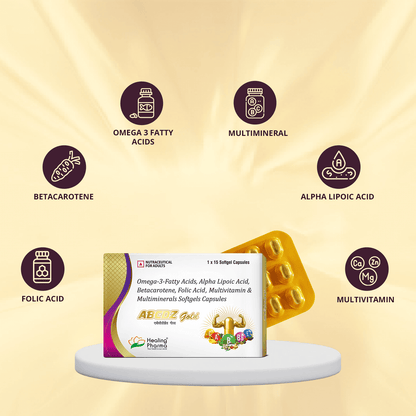ABCDZ Gold – Multivitamin & Omega - 3 Softgels for Adults (15 Softgel Capsules x 1 Strip)