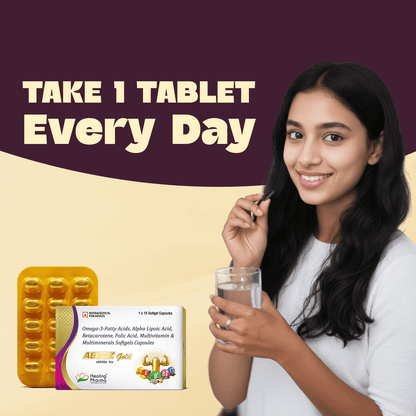 ABCDZ Gold – Multivitamin & Omega - 3 Softgels for Adults (15 Softgel Capsules x 1 Strip)