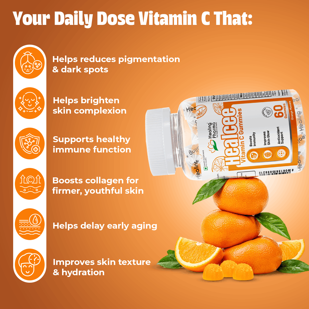 Daily vitamin C gummies for immunity and glowing skin